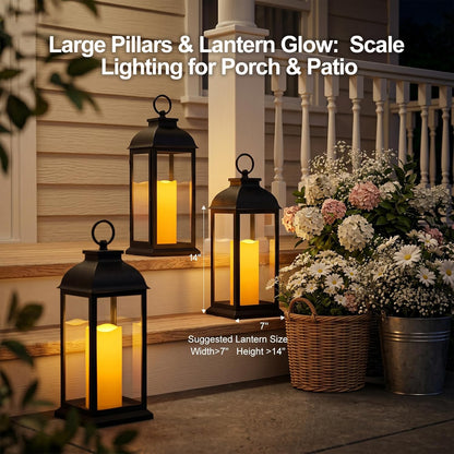 Amagic 3 Pack 4"x 6"8" 10" Outdoor Plastic Electric flameless Candles with Remote Control and Timer, Battery Operated Flickering LED Pillar Fake Candle for Home, Wedding Decor, Ivory