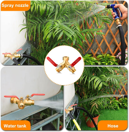 SIGURANTA Garden hose splitter, full-flow, heavy-duty brass 2-way high flow, outdoor faucet Y-valve closure diverter connector, garden hose high-flow diverter adapter. (2-Way Full Flow)