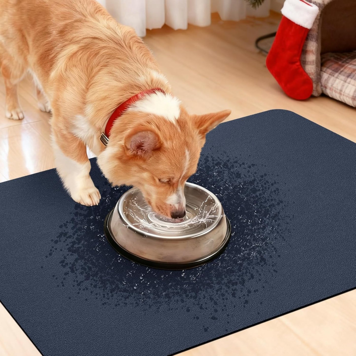 ACCUMTEK Non Slip Bath Mat, Thin Bathroom Rugs Fit Under Door, Quick Dry Bath Mats, Machine Washable Bath Rugs for Bathroom, Bathtub & Kitchen, Grey/Bordered/24 x17