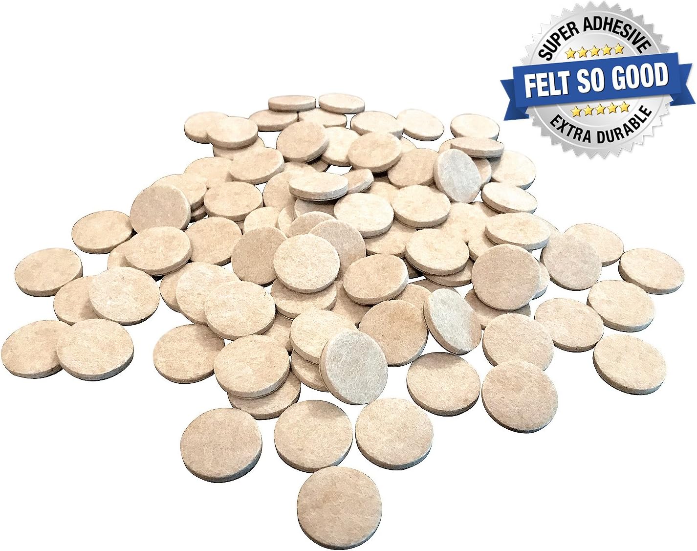 Felt So Good 8803E Self Adhesive Felt Furniture Pads 2", Beige, 48 Pack