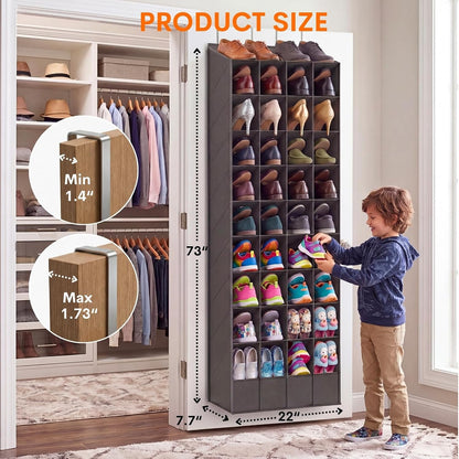 Ofiray-home 30-40 Pairs Over the Door Shoe Organizer | Large & Deep Pockets, Fits Boots, Sneakers or Larger Shoes, Space-Saving Hanging Shoe Rack