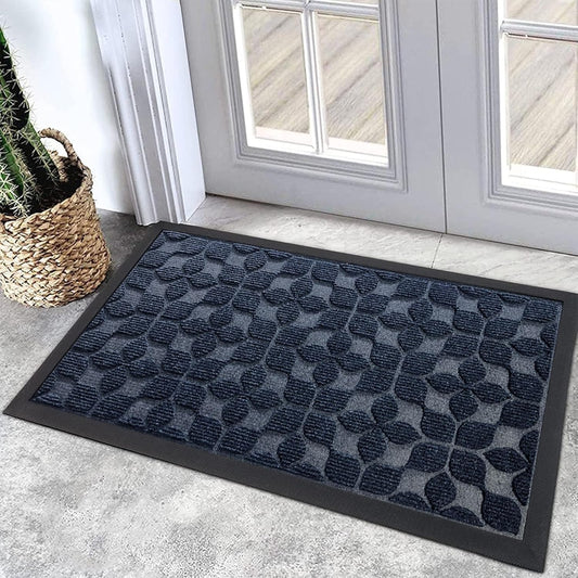 Bulijojo Sturdy Front Entrance Doormats,Durable Heavy Duty Welcome Mat,Thick Absorbent Natural Rubber Non Slip Mat,Easy Clean Entryway Mat 17x30 Inch Leaves Green