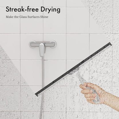 AmazerBath Shower Squeegee for Glass Doors, All-Purpose Squeegee with Suction Hook & Adhesive Hook, Clear Squeegee for Shower Glass, Windows, Mirrors, Tiles and Car Windows - 10 Inches, Clear