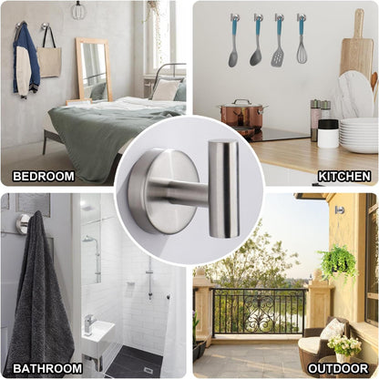 Bntuk Adhesive Hooks Heavy Duty Wall Hooks Stainless Steel Waterproof Shower Hook, Adhesive Holder Coat Hook for Hanging, Wall Mounted Towel Hooks for Bathroom Glass Window- 2 Pack