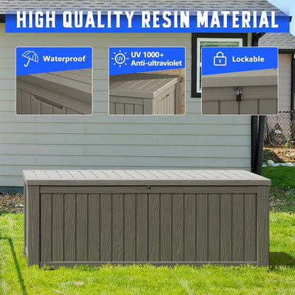 Outdoor Storage Box, Resin Deck Boxes Indoor and outdoor, Waterproof Storage Box Lockable Lid (Black, 85 Gallon)