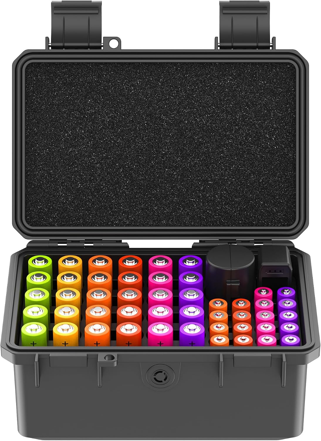 24 Slots CR2 CR123 CR123A Lithium Battery Organizer Case, IP67 Waterproof Hard Case for CR17345/CR16340/CR18350/CR15270(CR2) Explosionproof Batteries Storage Holder for Household Outdoor Camping