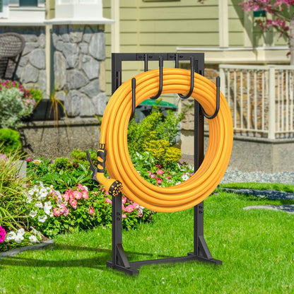 Garden Hose Holder Reel, Upgraded Metal Hose Reels Holds 150ft Hose, Heavy Duty Freestanding Water Hose Holders, Detachable Hose Storage Hanger for Outside - Fan-Shaped