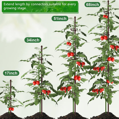 20Pcs Plant Support Stakes 17 inch SupKing Garden Orchid Sticks Extended to 3ft 4ft 5ft Plant Poles with Clips for Indoor Outdoor Potted Tomato Rose Amaryllis Vegetables Comes with 20 Ties（Green）