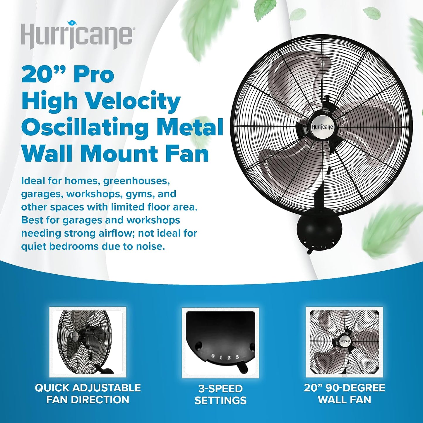 Hurricane Classic 6 Inch Clip Fan, 2 Speed Portable Desk Table Fan with Tilt, White