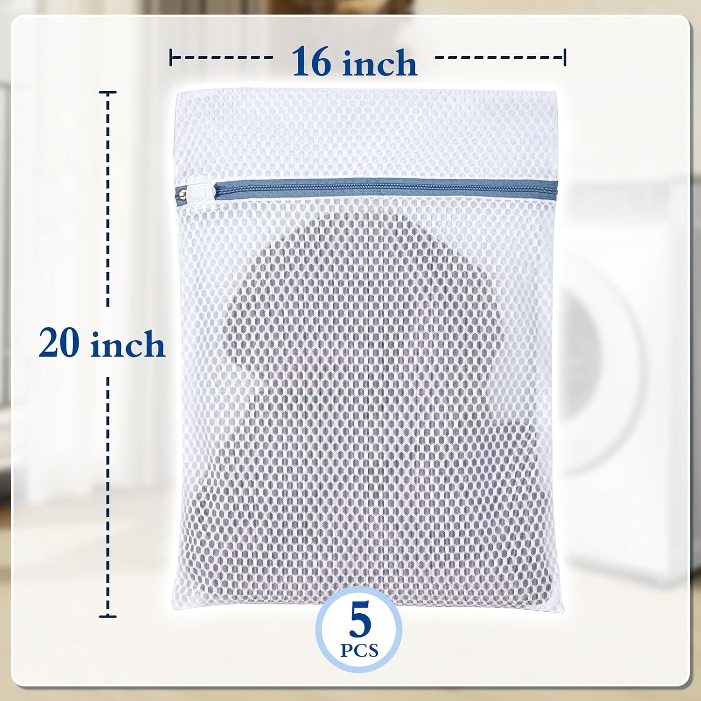 Durable Mesh Laundry Bags 5-Pack (12x16 Inch) Delicates Protector for Lingerie & Baby Clothes