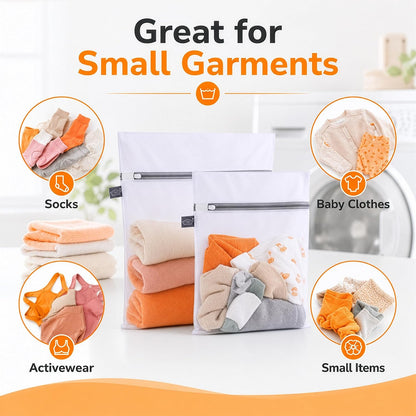Kimmama Laundry Bags Mesh Wash Bag, Mesh Bag for Laundry, 1L+1M | shoe washing bag for socks, activewear, baby clothes and small garments to reduce tangling