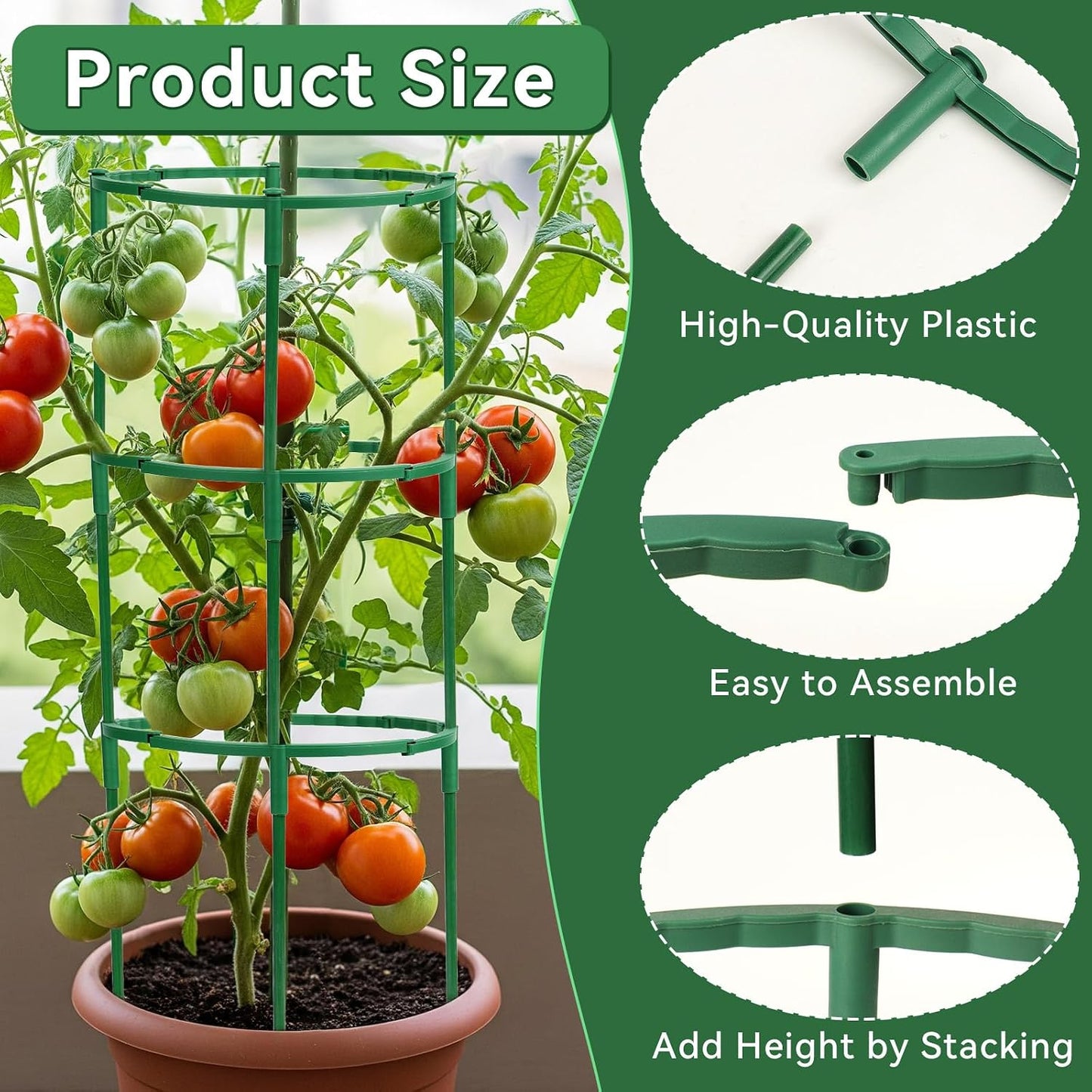 12 Pack Plant Support Stakes, 6.3 x 5.9 Inch Plastic Plant Cage Holders | Half Round Plants Support, Garden Flower Stakes, for Indoor Outdoor Climbing Plants Vegetable Flower Pot