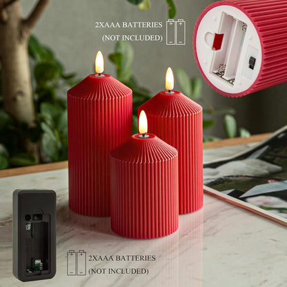LUSHARBOR Flameless Candles with Remote, 3 Pack Battery Operated Candles Flickering Real Wax LED Fake Pillar Candles with Timer for Wedding Home Party, White