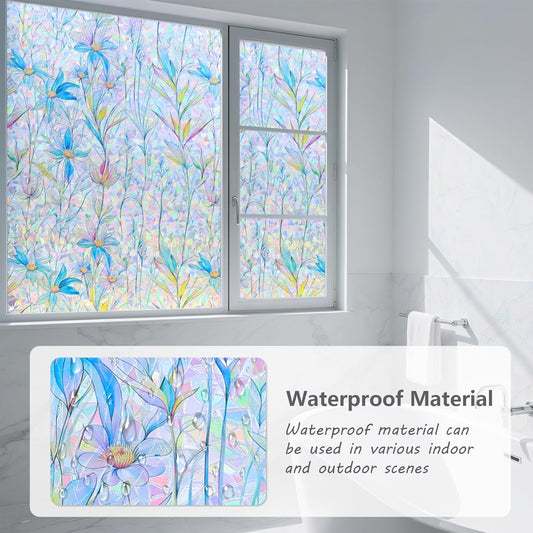 Finnez Window Privacy Film 3D Static Cling Window Film, No Glue Heat Control & 96% UV Blocking for Home Office, Decorative Frosted Glass Cover 17.5 Inch x 6.5 Feet