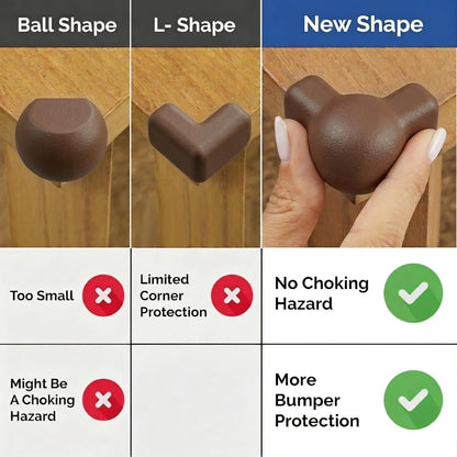 Silicone Corner Protectors for Baby Proofing – Soft Adhesive Corner Guards for Tables & Furniture, Child Safety Edge & Corner Bumpers. Protects Toddlers from Sharp Edges (12 Pack/Brown)