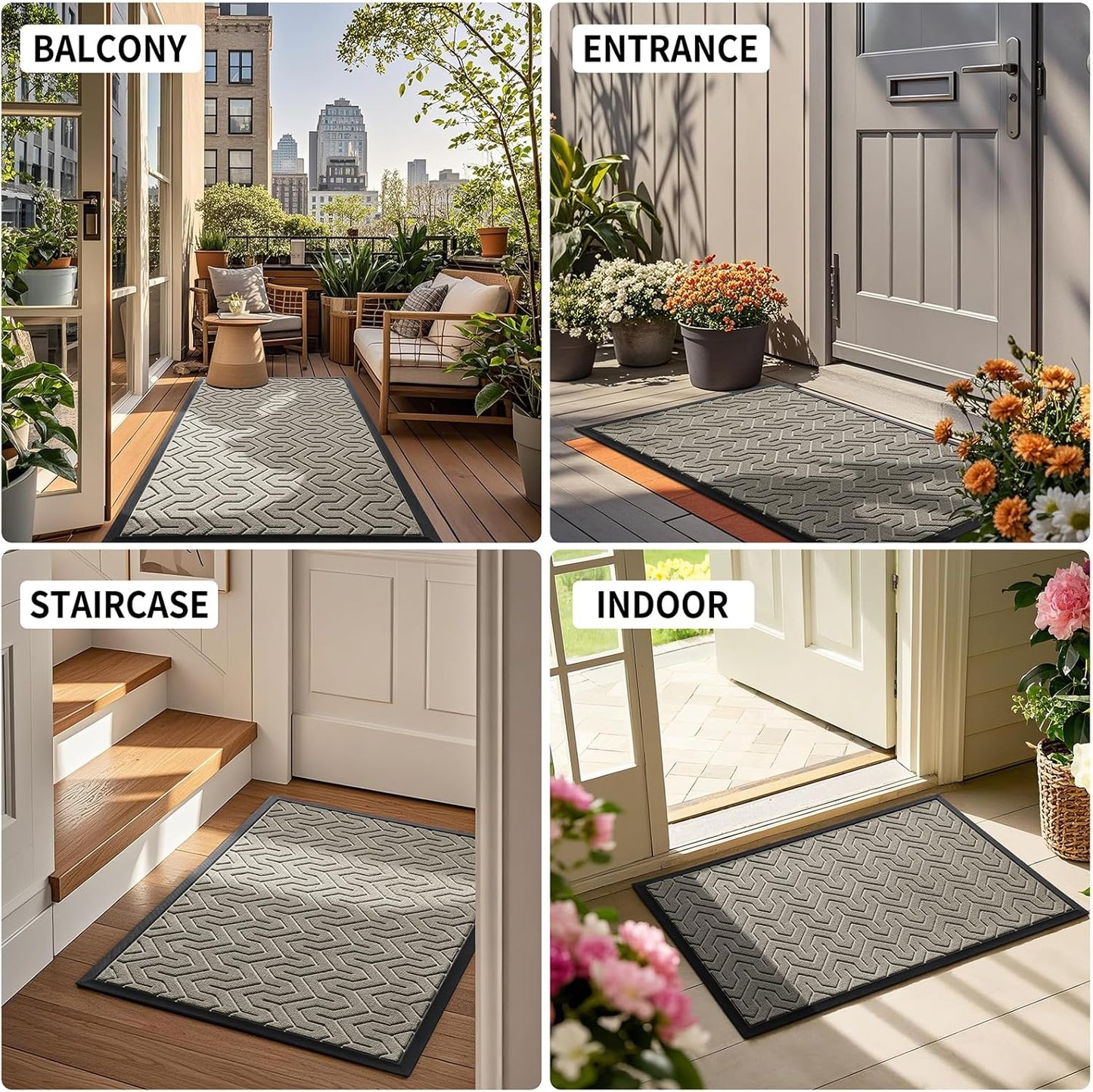 Yimobra Front Door Mat Outside Entrance 29.5x17, Waterproof Heavy Duty Outdoor Mats for Front Door, Non Slip Rubber Entry Mat for Garage Patio Indoor, Grey