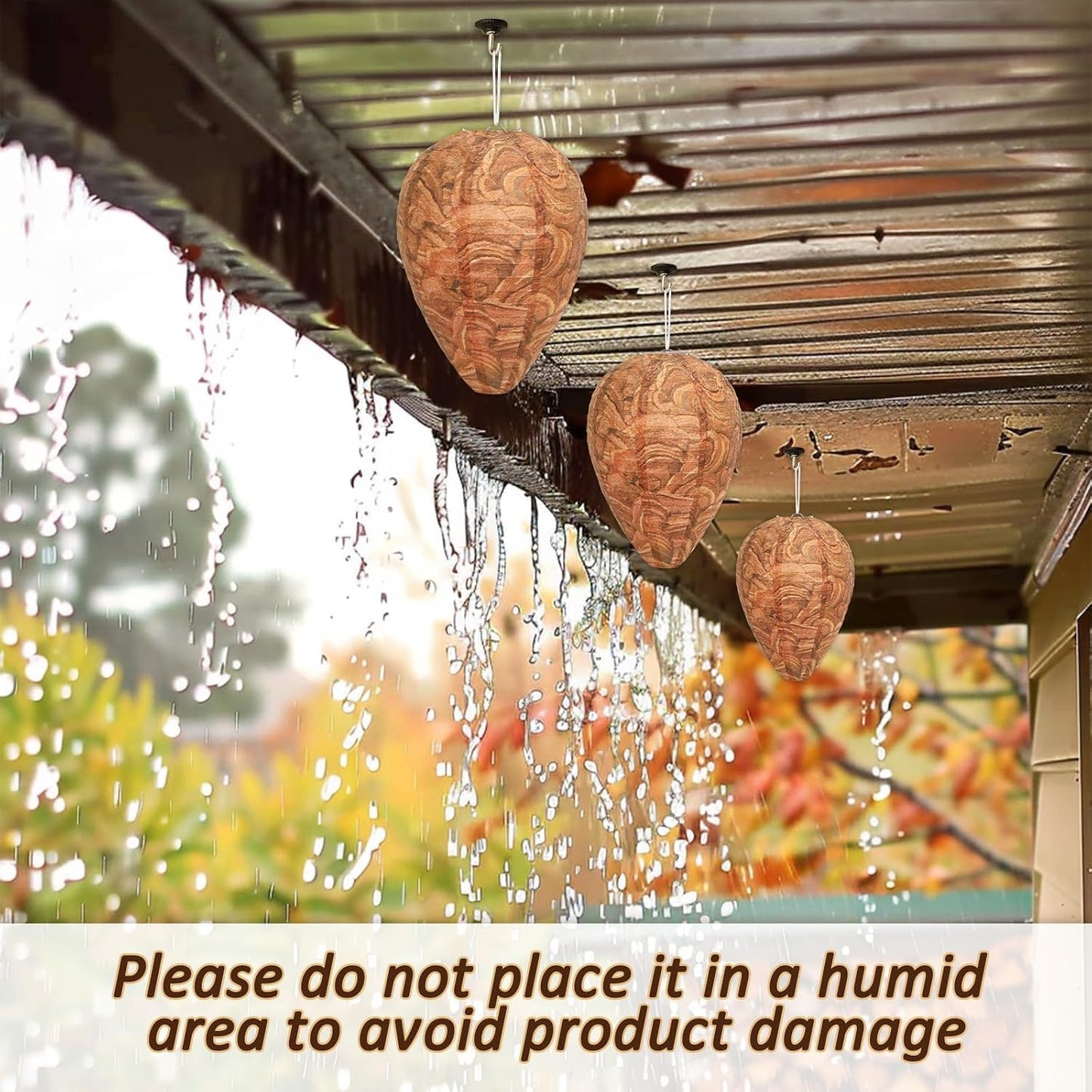 DECYOOL 6 Pack Paper Fake Wasp Nests Decoys for Yellow Jackets and Wasps | ﻿ Oversized Paper Build, Eaves/Garbage/Pool Areas, Territorial Hive Mimicry, Hanging Design,Easy Mount