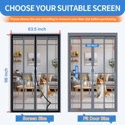 Upgraded PET Mesh Magnetic Screen Door Stronger Than Fiberglass and Polyester,Hands Free,Keep Bugs Out,Pet & Kid Friendly,Suitable for Sliding Doors,Patio and French Doors-72" X 80"