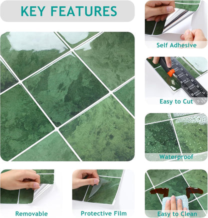 VEELIKE Cream Beige Peel and Stick Backsplash for Kitchen Square Peel and Stick Tile Backsplash 6 Sheets Self Adhesive Back Splash Tiles for Bathroom Waterproof Ceramic Wall Tile Stickers 12''x12''
