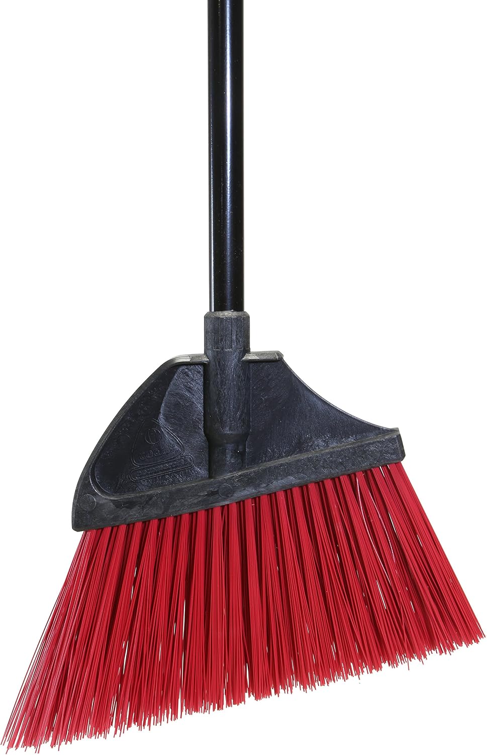 Nexstep Commercial MaxiPlus Angle Broom, 56" Length, 14" Wide Sweep, Steel Handle, Synthetic Bristles, Red/Black, Commercial Grade Floor Broom