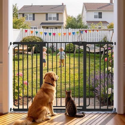 Cumbor 30-46" Baby Gate for Stairs, Mom's Choice Awards Winner-Auto Close Dog Gate for The House, Gifts for Mom, Easy Install Pressure Mounted Pet Gates for Doorways, Black