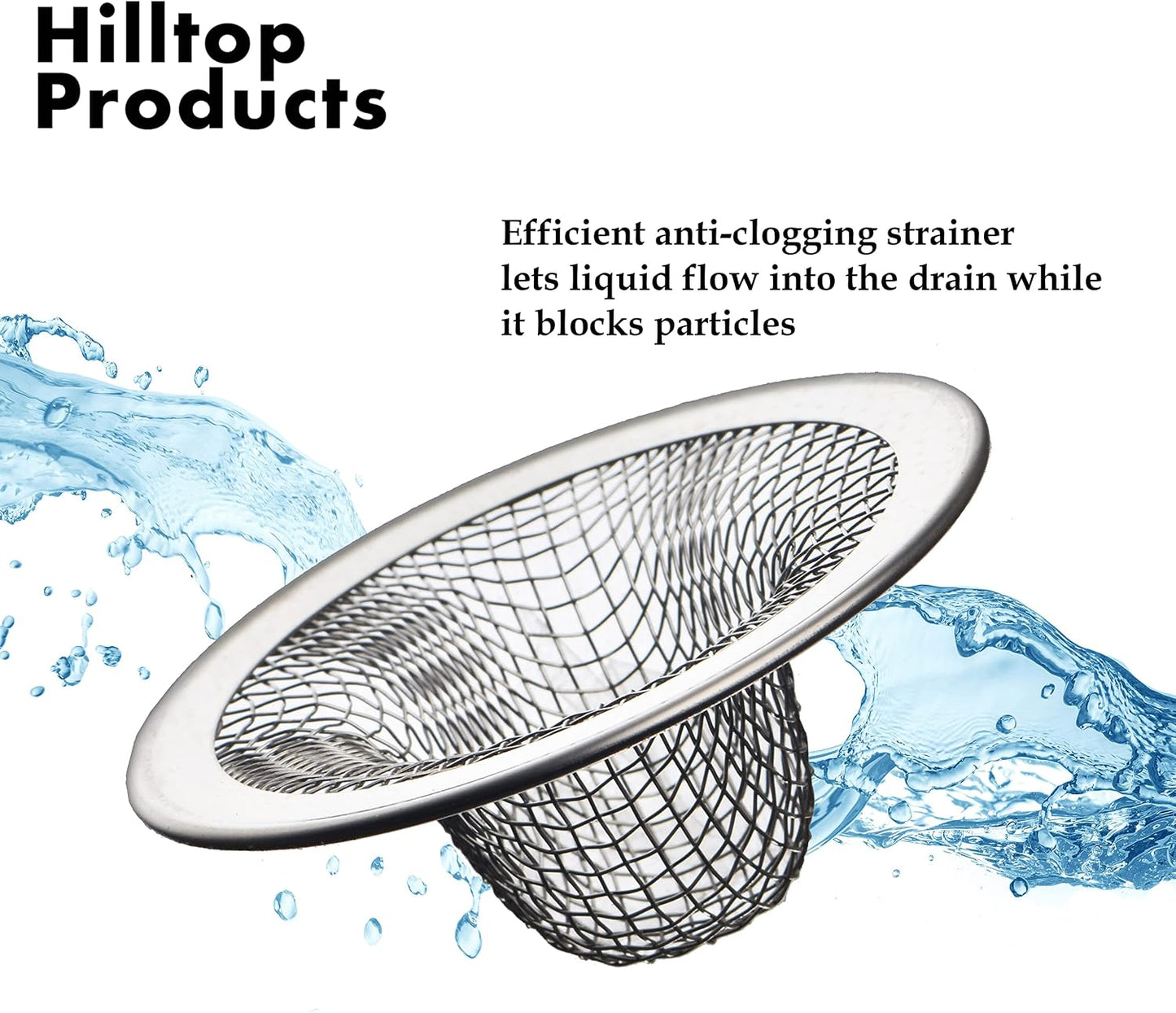 12 Pack - 2.125" Top / 1" Basket- Mesh Sink Drain Strainer Hair Catcher for Bathroom Sink, Utility, Slop, Laundry, RV and Lavatory