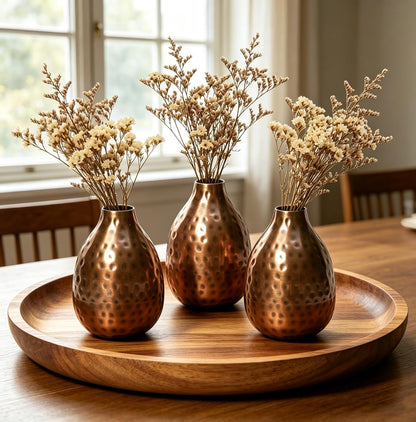 Hosley Small Cream Metal Tote Vase – Set of 4, 4.5" Long Decorative Mini Vases for Dried Floral Arrangements, Coffee Tables, Side Tables & Home Décor Accents