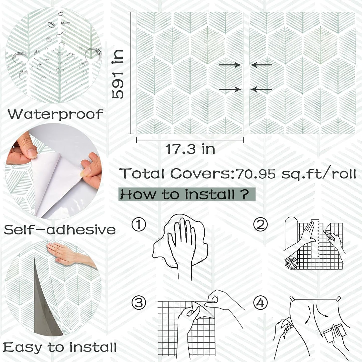 Modern Peel and Stick Wallpaper 17.3''×78.8'' Self Adhesive Wallpaper Boho Contact Paper Beige and White Geometric Wall Paper Removable Decorative Wallpapers for Bedroom Bathroom Cabinets Decor Vinyl