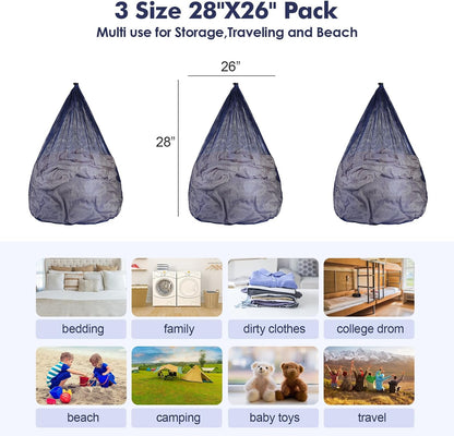 3 Pack XXL Mesh Laundry Bags for Delicates, Extra Large Laundry Wash Bags for Clothes,Bed Linen,Toys with Drawstring Closure Sturdy(3 XXLarge 28 x 26 Inches)