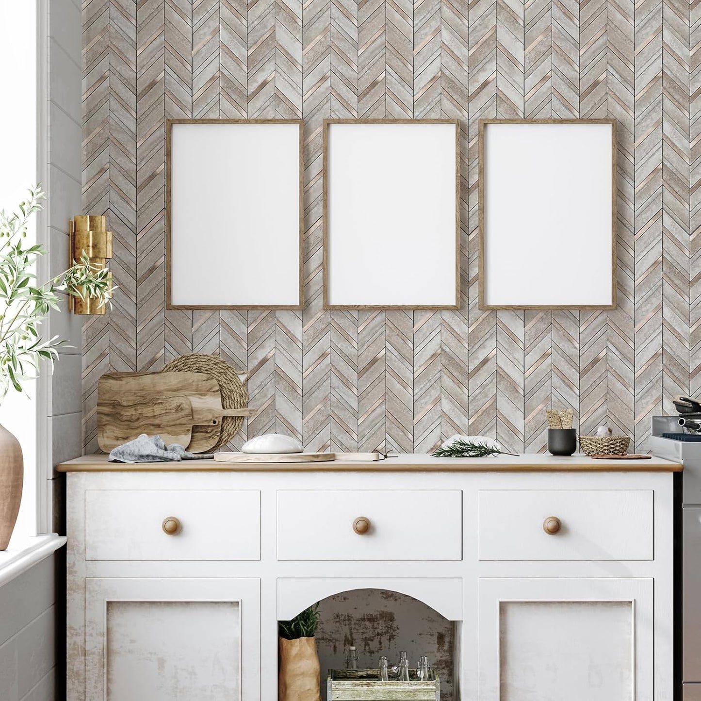 Yipscazo 10-Sheet Herringbone Backsplash Peel and Stick Tile, Polished White PVC Stick on Backsplash for Kitchen, Waterproof Self Adhesive Wall Tile for Bathroom