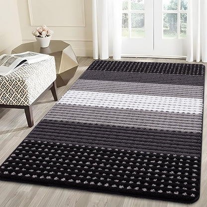 Kitinjoy Indoor Outdoor Door Mat, 32x20 Non-Slip Absorbent Dirt Trapper, Low-Profile Washable Inside Entrance Front Floor Mat, Sturdy Soft Entry Doormats for Entryway, Grey