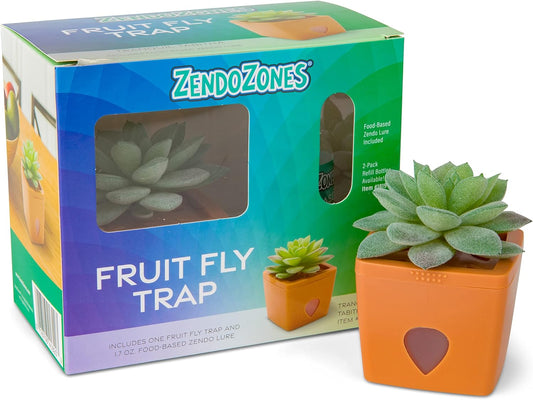 ZendoZones Succulent Fruit Fly Trap – Tranquil Tabitha Design with Terracotta Base – Eco-Friendly Indoor Fruit Fly Control – Easy-to-Use Decorative Trap