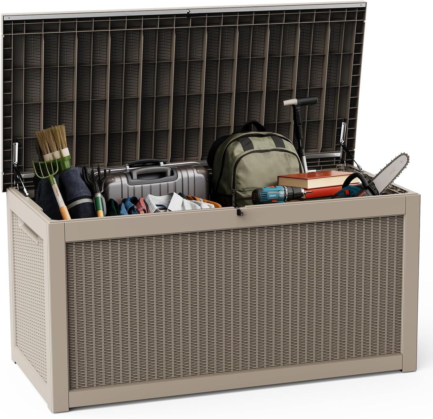 DRATO 180 Gallon Outdoor Storage Box, Large Waterproof Deck Box, Lockable Resin Storage Container with Reinforced Support for Patio Cushions, Garden Tools, UV-Resistant Outdoor Chest（Black，180 Gallon）