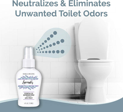 SMELLS BEGONE 4 oz Essential Oil Bathroom Spray - Instantly Eliminate Toilet & Bathroom Odors - Air Freshener Made with Essential Oils (Eucalyptus Mint)