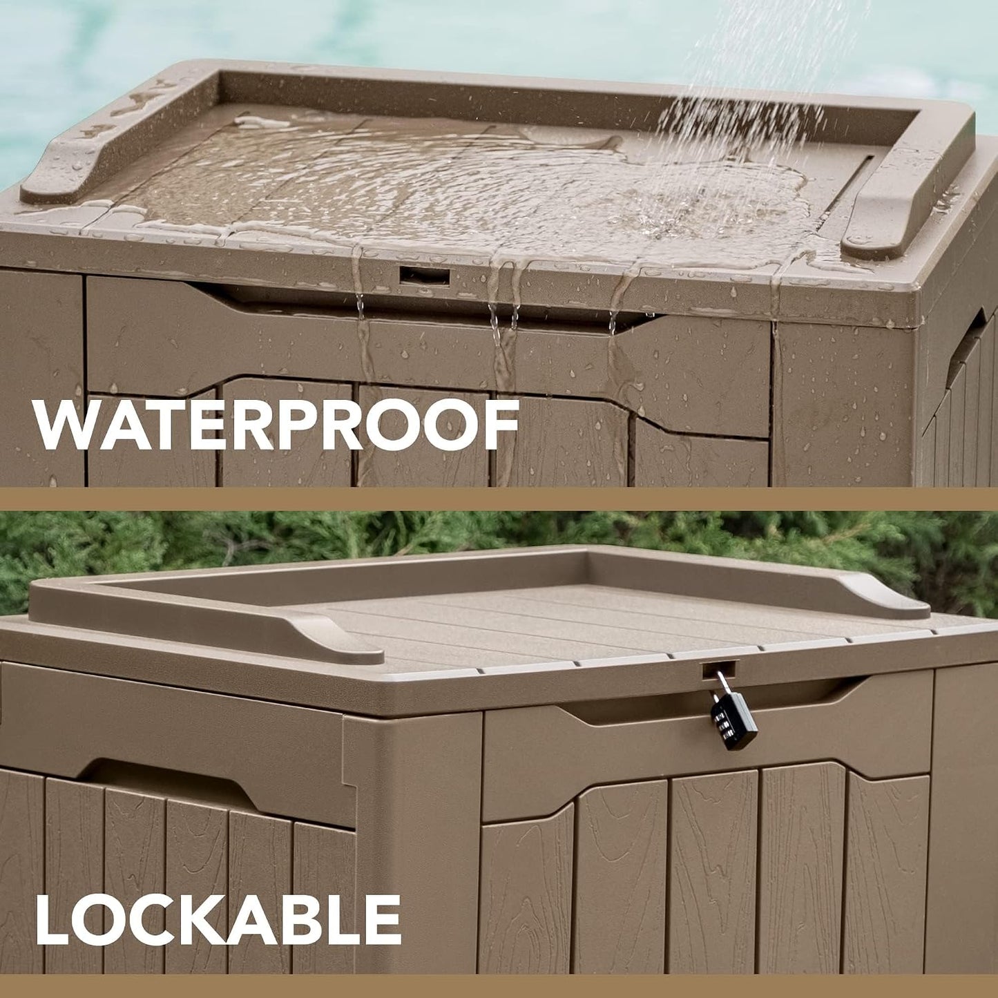 Devoko 30 Gallon Resin Deck Box Waterproof Outdoor Storage Box for Patio Furniture Pool Accessories Indoor Storage for Cushion Garden Tools (30 Gallon, Black)