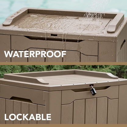 Devoko 30 Gallon Resin Deck Box Waterproof Outdoor Storage Box for Patio Furniture Pool Accessories Indoor Storage for Cushion Garden Tools (30 Gallon, Black)
