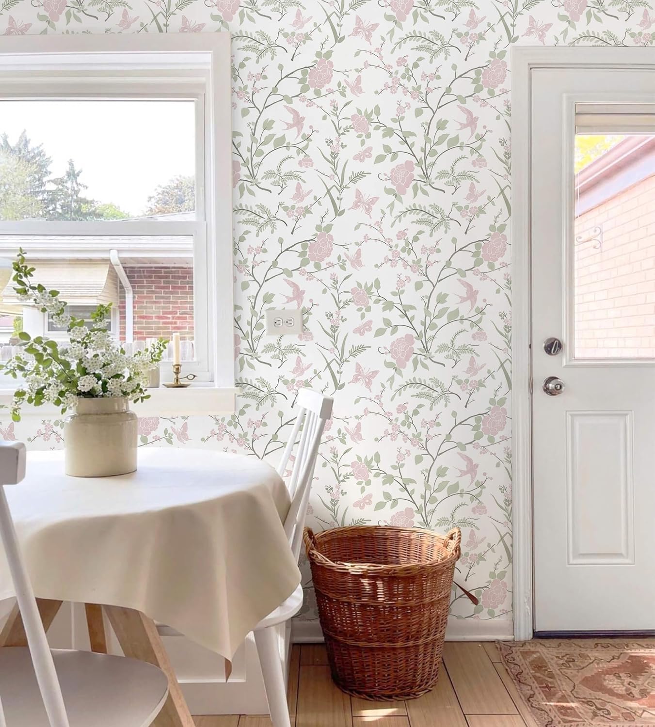 Boho Wallpaper Neutral Peel and Stick Wallpaper 78.7"x17.3" Geometric Wall Paper Beige and White Contact Paper Textured Removable Vinyl Waterproof for Bedroom Farmhouse Kitchen Bathroom