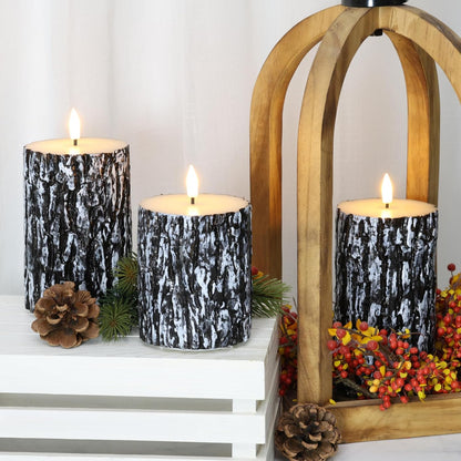 Eywamage Ivory Flameless Pillar Candles with Remote, Flickering Realistic LED Battery Wax Candles Set of 3, Φ 3" H 4" 5" 6"