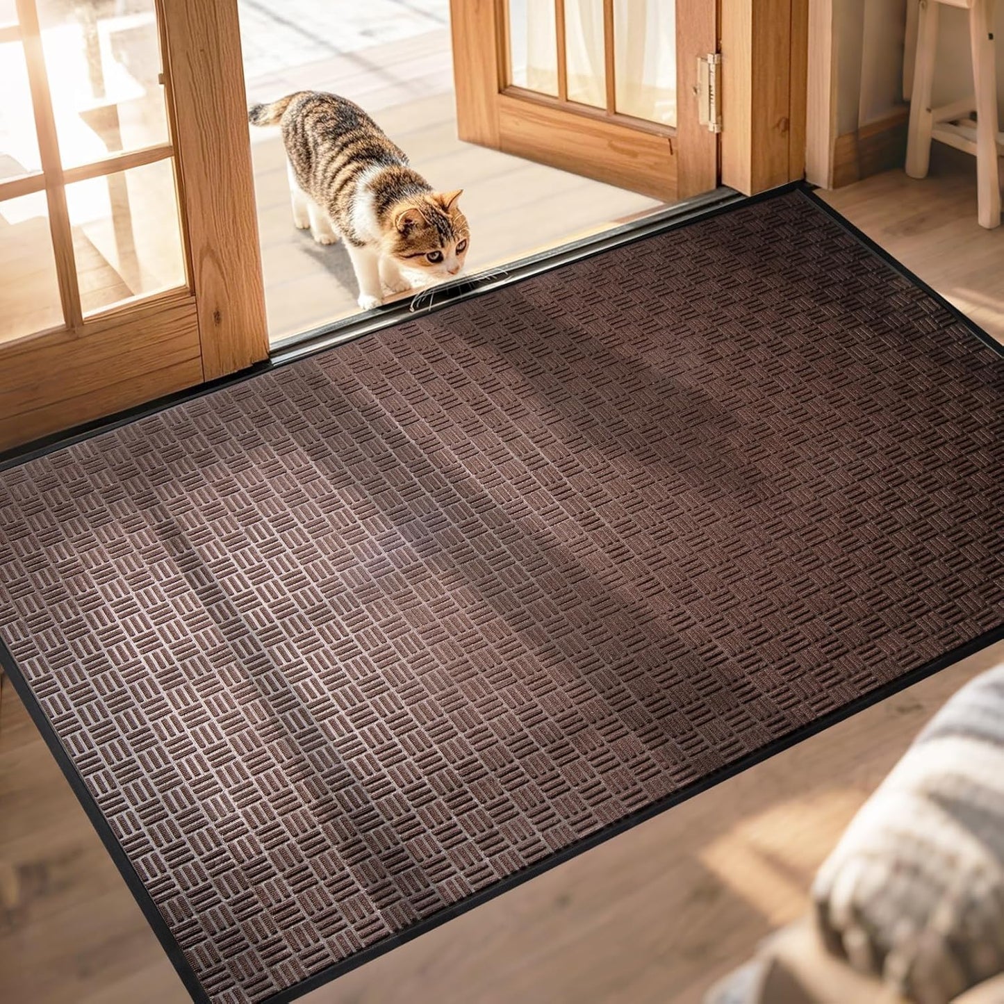 Mibao Front Door Mat, Heavy Duty Durable Welcome Mat for Outdoor Indoor, Dirt Trapper Waterproof Super Absorbent Door Mat for Entryway Outside Patio Porch, 29.5" x 17", Grey