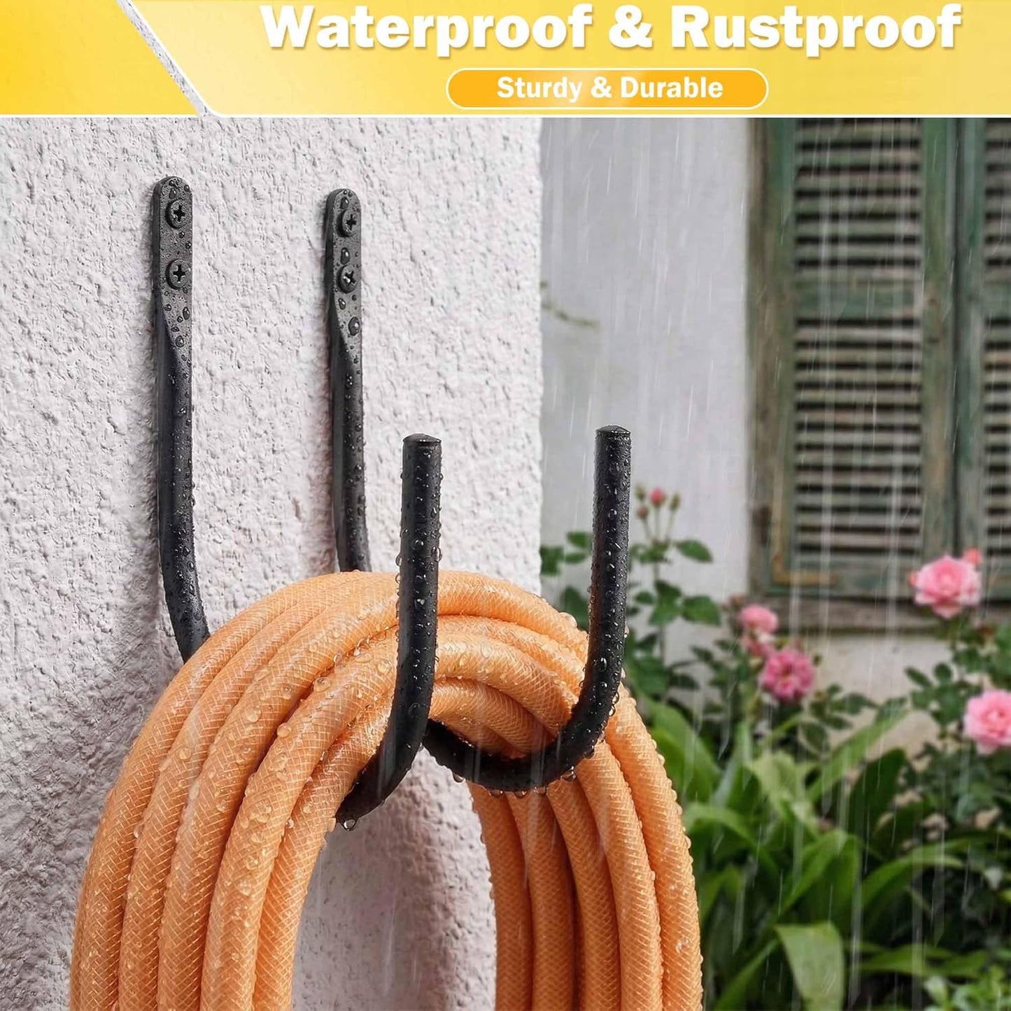Lifyzoon 2Pack Heavy Duty Garden Hose Holder - Wall Mount Metal Hose Hanger | Rust-proof Water Hose Racks, 60 lbs Weight Capacity, Sturdy Outdoor Yard Organizer, Garage Tool & Backyard Storage