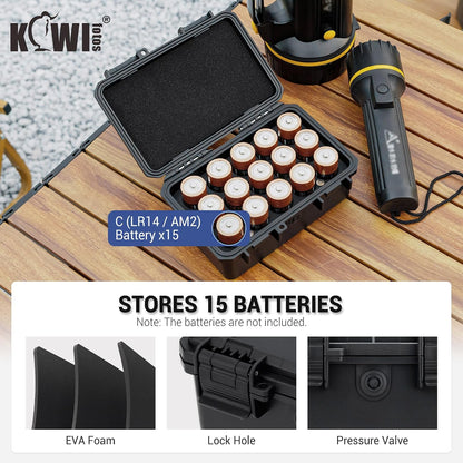 24 Slots CR2 CR123 CR123A Lithium Battery Organizer Case, IP67 Waterproof Hard Case for CR17345/CR16340/CR18350/CR15270(CR2) Explosionproof Batteries Storage Holder for Household Outdoor Camping