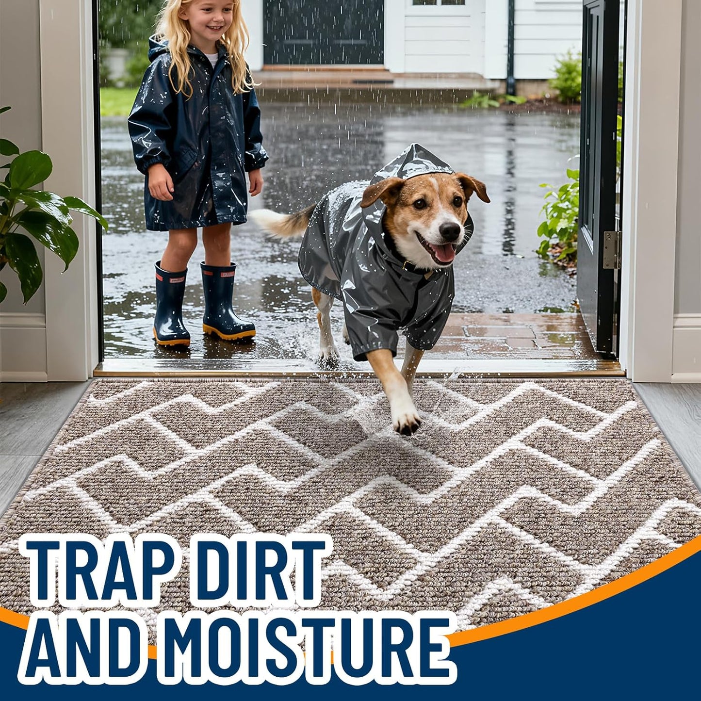 OLANLY Front Door Mat, Non-Slip Rubber Backing, Dirt Resistant and Absorbent, Washable, Easy to Clean Low-Profile Indoor Doormat for Back Door, Entryway, Inside Entrance, 32x20, Grey