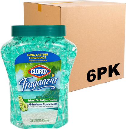 Clorox Fraganzia Crystal Beads Air Freshener, Long Lasting Room Deodorizer and Odor Eliminator Gel Beads to Freshen Home, Car, or Office, Fresh Ocean Breeze Scent, 12 Fl Oz - 2 Pack