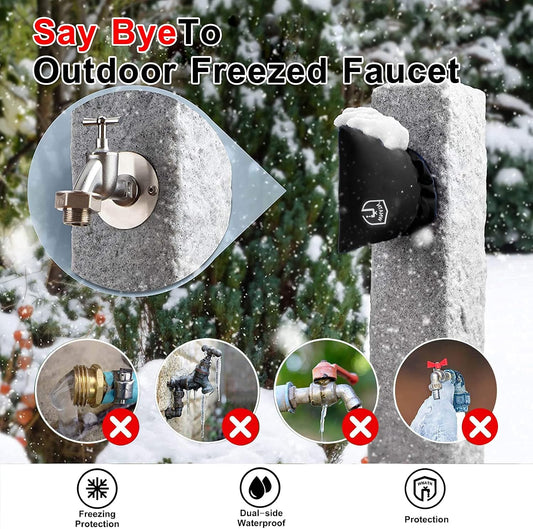 Outdoor Faucet Cover for Winter Freeze Protection,7.8" H x 6.2" W,Spigot Covers Winter Insulated,Faucet Cover Socks for Winter,Thickened AntiFrozen Waterproof Hose Bib Covers,Set of 2(Black)