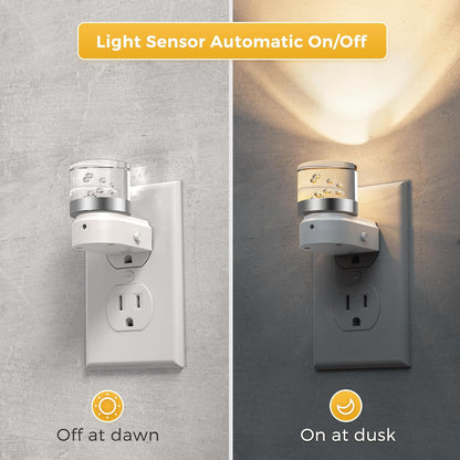 L LOHAS LED Night Light, Bubble Night Lights Plug into Wall,2 Pack 3000K/4000k/5000K Adjustable Color Temperature Night Light,Dimmable Nightlights with Dusk to Dawn Sensor for Rooms Bathroom Hallway