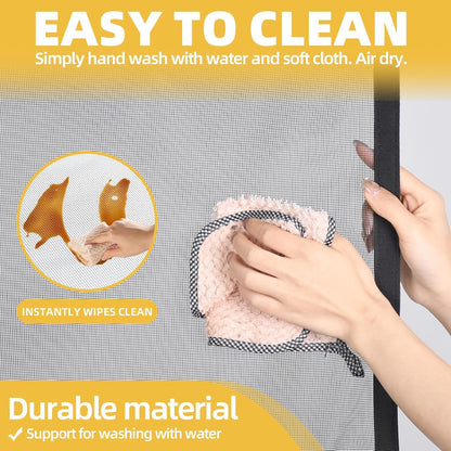 Magnetic Screen Door - 38"x83" Heavy Duty Mesh for Entry Front Back Patio Sliding Door, Self Sealing Hands Free, Bug Proof, Windproof Clips, No Drill Easy Install, Pet & Child Friendly, Black