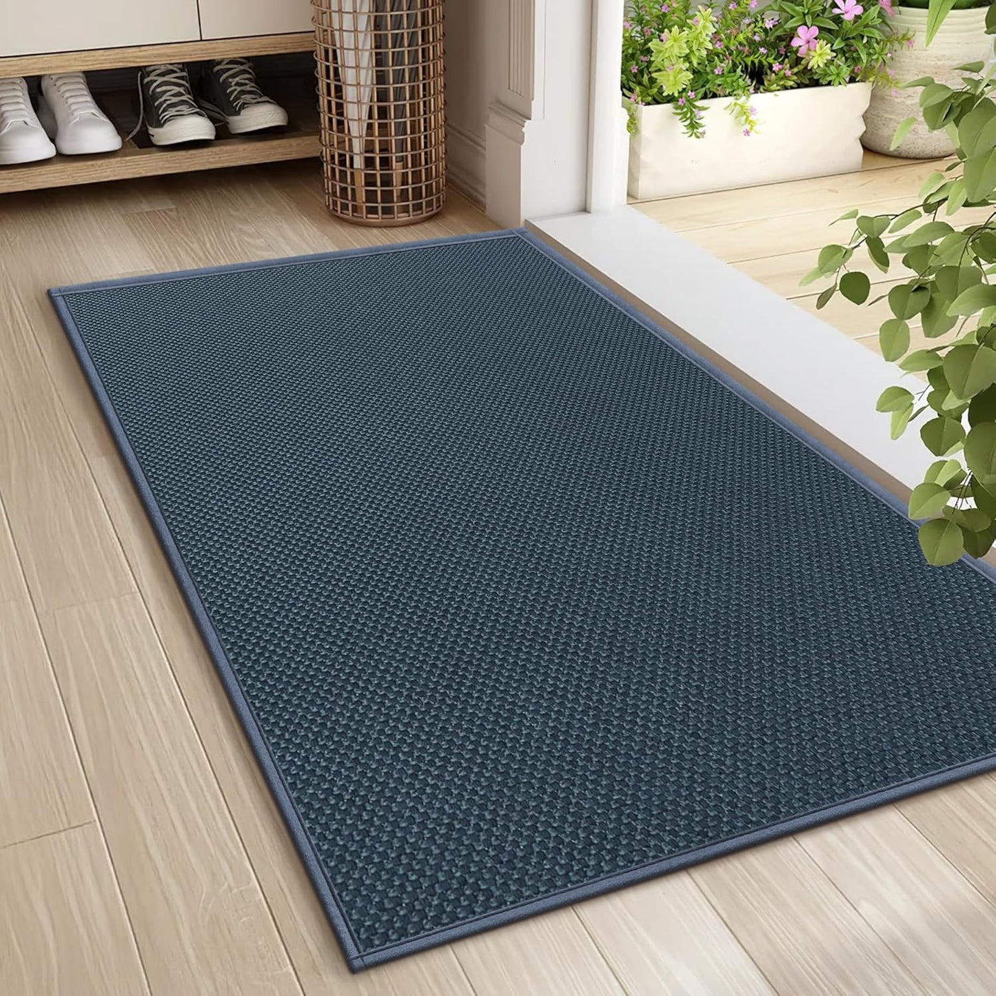LEKEEPGO Door Mat 17"x29", Non Slip Door Mat Indoor Entrance, Rubber Backing Indoor Door mats Washable Absorbent Low-Profile Doormat Front Entryway Entry Resist Dirt Inside Door Mats, Khaki