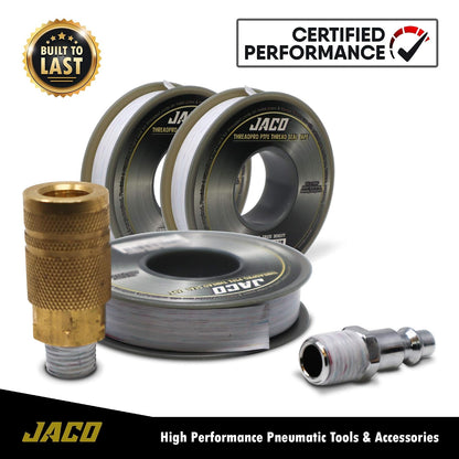 JACO ThreadPro High-Density Thread Seal Tape - 1/2" x 125 ft. (Mega Roll) | Professional PTFE Pipe Sealant | Plumbers Tape