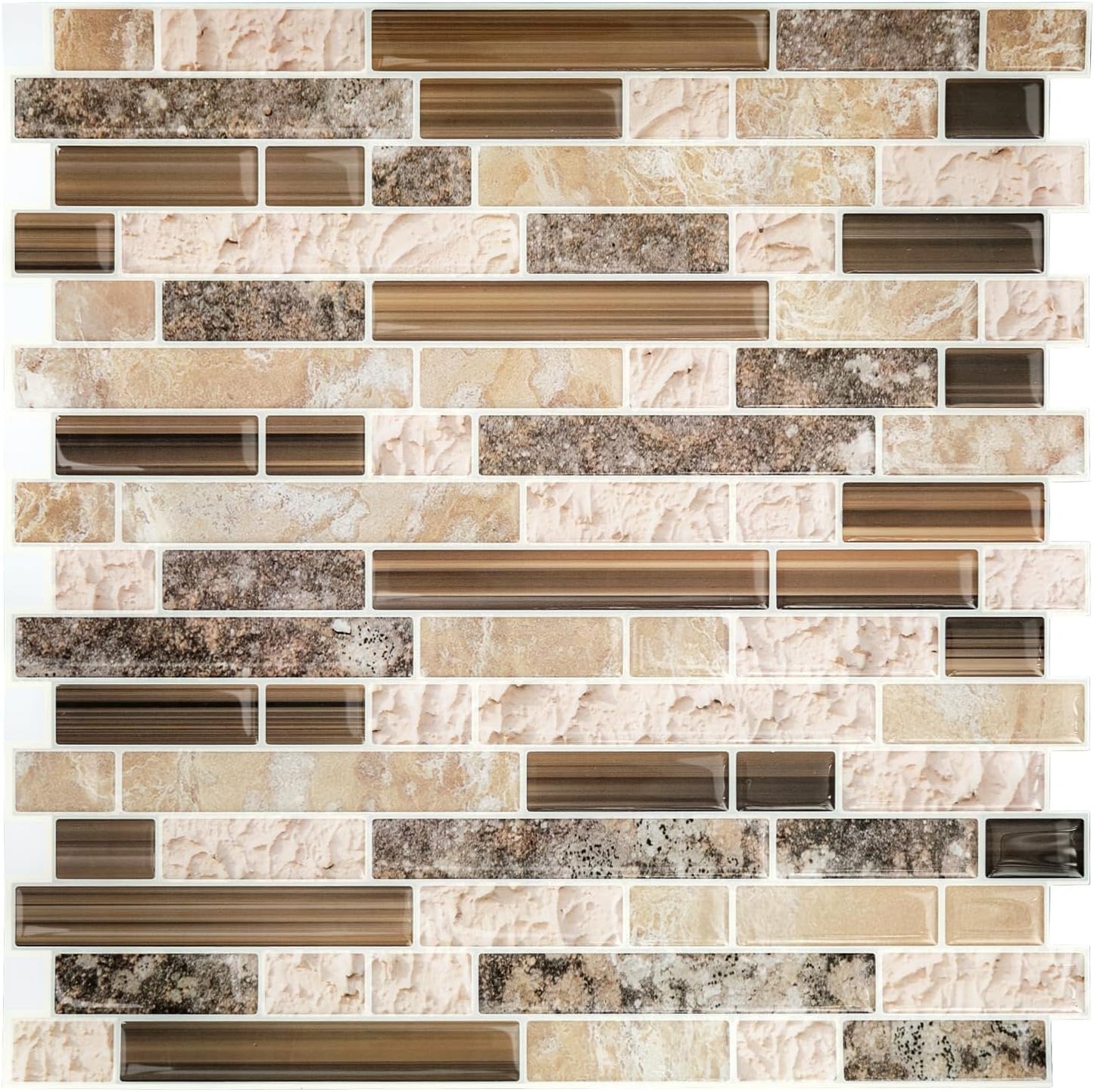 Yipscazo 10 Sheets Peel and Stick Backsplash for Kitchen Wall, 12''x12'' Waterproof Stick on Backsplash Smart Tiles for Bathroom,Removable Backsplash Wall Tiles in Gray White