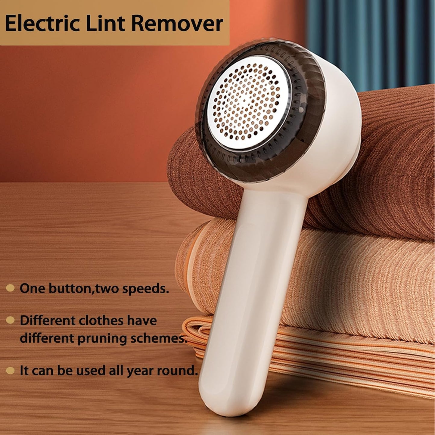 Electric Lint Removers,Rechargeable Fabric Shaver with 6 Leaf Blades Useful for Clothes, Furniture, Sofas, Blankets (Beige)
